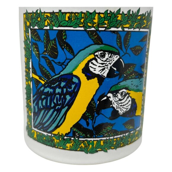 Puerto Vallarta White Ceramic Mug With Vibrant Parrot Design - Picture 3 of 9